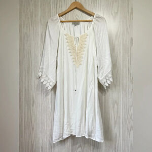 Love Lucious White Dress Boho Knee Length and Laced Women's. Size: L EUC
